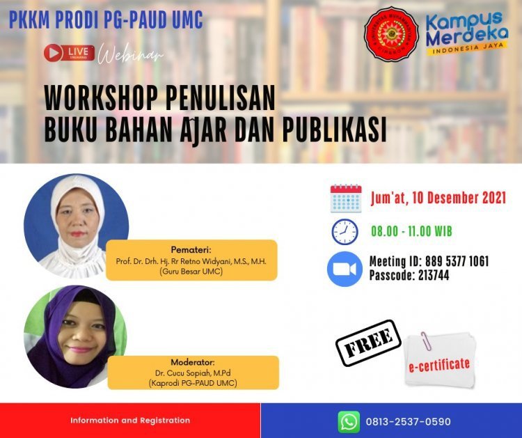 Pacu Produktifitas Dosen, Prodi PG-PAUD UMC Gelar Workshop Penyusunan Bahan Ajar dan Publikasi